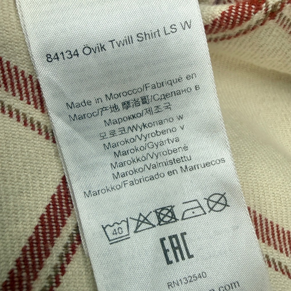 Fjallraven Ovik Twill Shirt Womens S Cream Red Plaid G-1000 Elbow Patch 84134 - Picture 9 of 12
